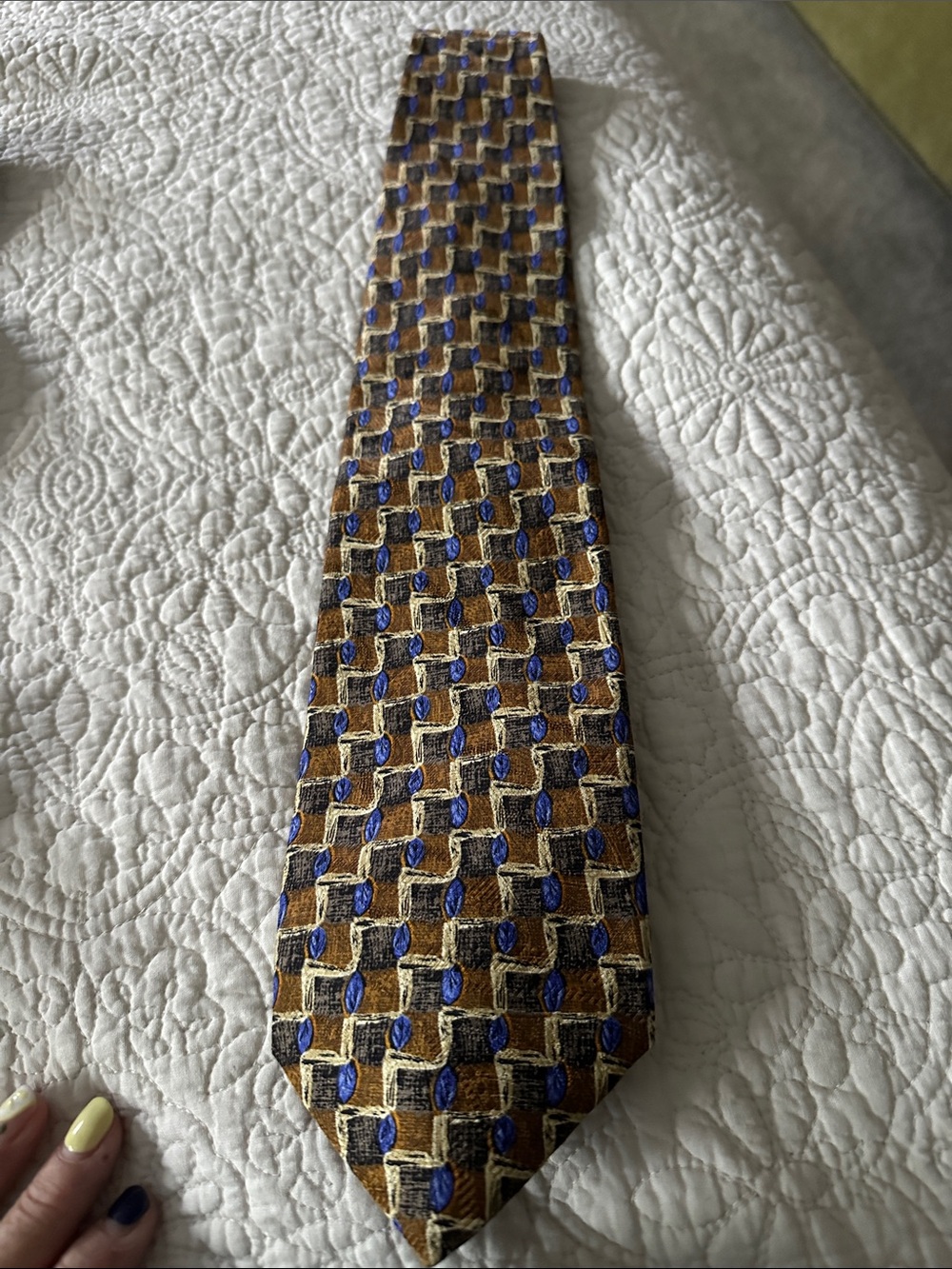 Robert Talbott Best of Class Silk Tie Andrisen Morton Geometric Brown Blue USA